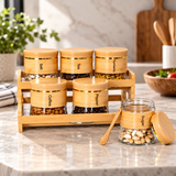 Modern Glass Spice Canister 7 Piece Set