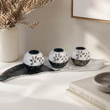 Floral Candle Holder With Leaf-Shaped Tray