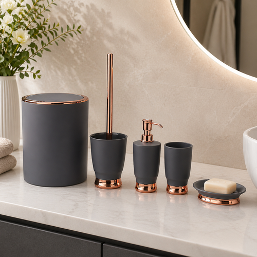 Elegant Matte Bathroom Accessories Set with Rose Gold Finish