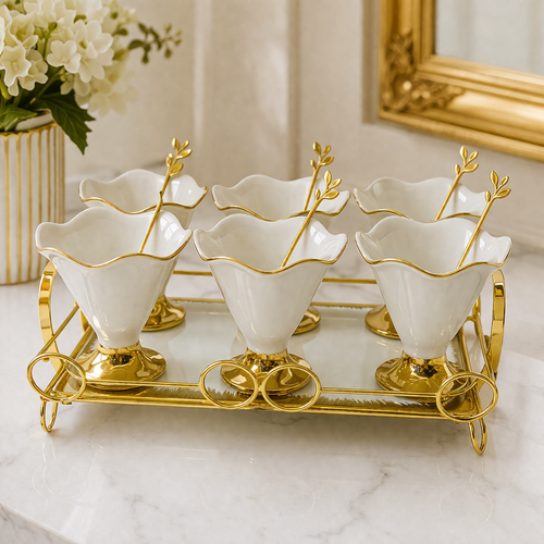 Luxury Gold Dessert Serving Set with Tray