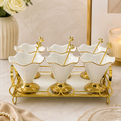 Luxury Gold Dessert Serving Set with Tray