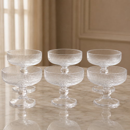 Classic Crystal-Clear Glass Ice Cream Cups Set of 6