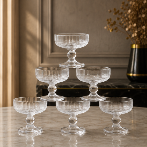 Classic Crystal-Clear Glass Ice Cream Cups Set of 6