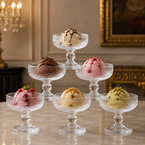 Classic Crystal-Clear Glass Ice Cream Cups Set of 6