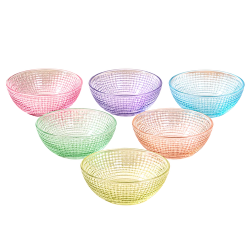 Multicolored Textured Glass Bowls Set of 6