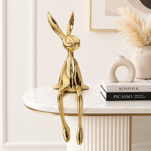 Modern Golden Sitting Rabbit Sculpture