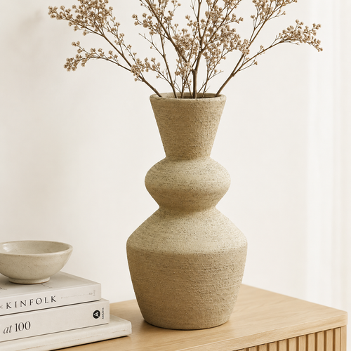 Textured Sand-Tone Vase