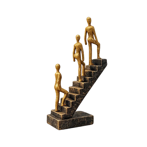 Abstract Staircase Climbing Sculpture Gold Finish