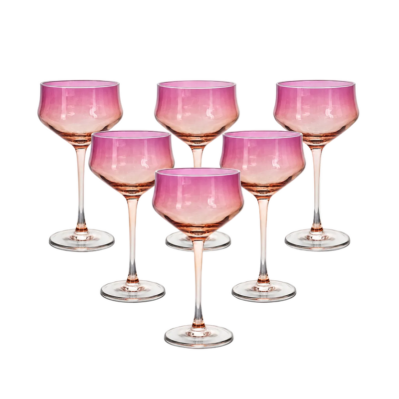 Rose Tinted Cocktail Glasses Set of 6