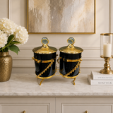 Black & Gold Dual Jar Canister Set of 2