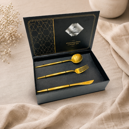 Elegant Gold Finish Cutlery 3 Piece Set