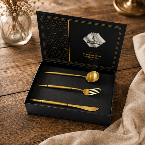 Elegant Gold Finish Cutlery 3 Piece Set