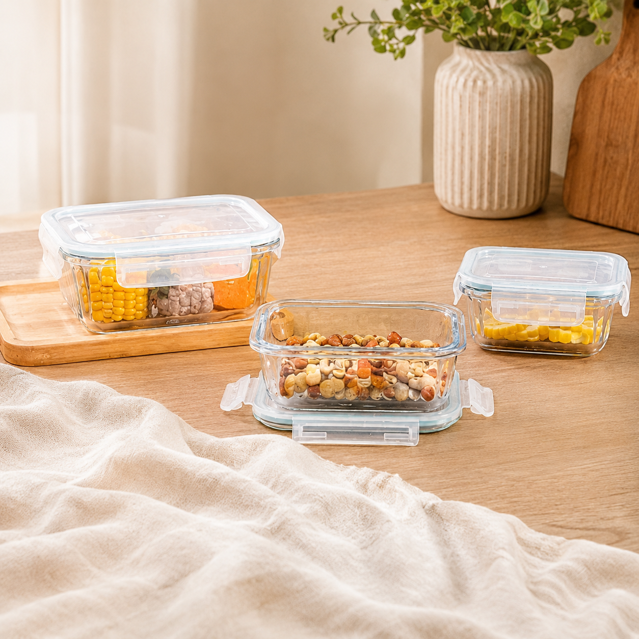 Multipurpose Glass Storage 3 Piece Set