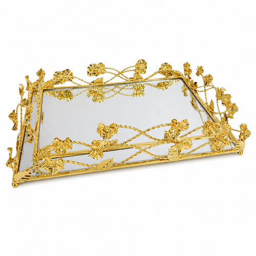 Elegant Gold Mirror Serving Tray Set of 2