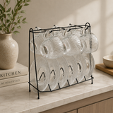 Elegant Fluted Glass Set with Display Rack