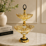 Luxe Two-Tier Amber Crystal Serving Stand
