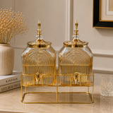 Regal Amber Ribbed Dual Dispenser Set with Lids