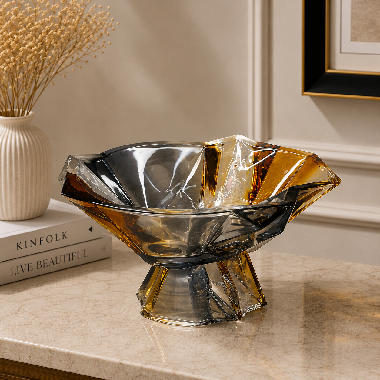 Geometric Sculptural Crystal Bowl