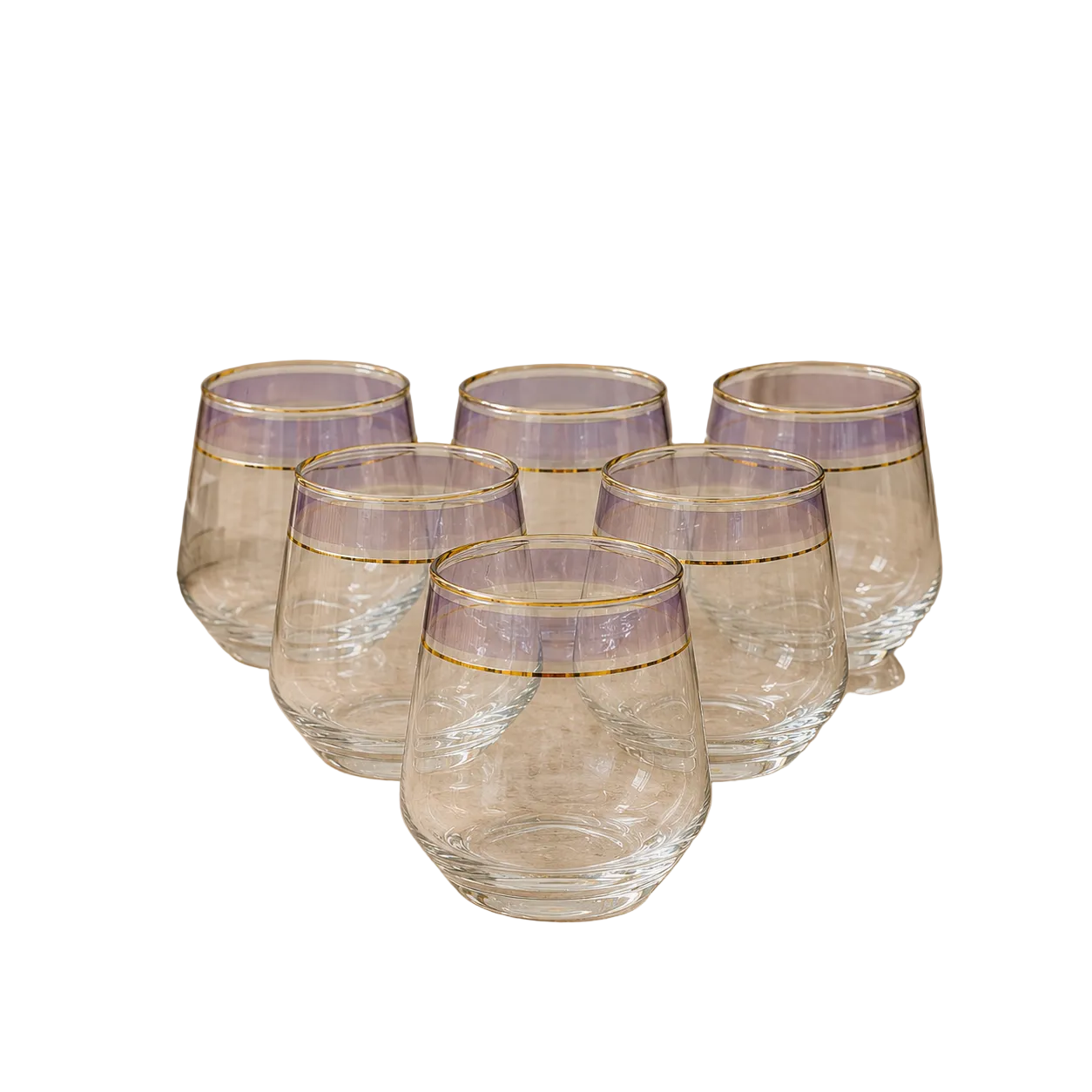 Amethyst Gold Rim Glass Set of 6