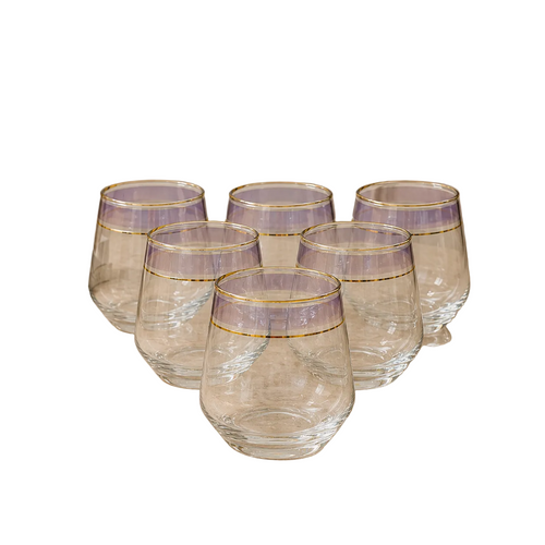 Amethyst Gold Rim Glass Set of 6