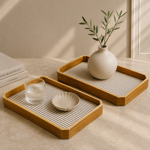 Elegant Bamboo Tray Set