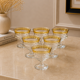 Modern Amber Gold Rimmed Glass Set of 6
