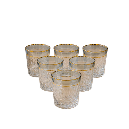 Blue Gold-Rimmed Glasses Set of 6