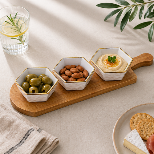 HexaServe Bowl Set with Paddle Board Tray
