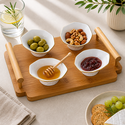 Materialistic Peak Bowl Set with Tray