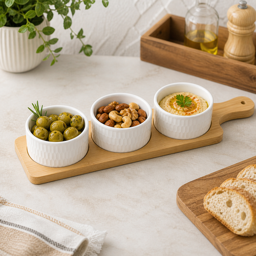 Compact Dip Bowl Set with Paddle Board Tray
