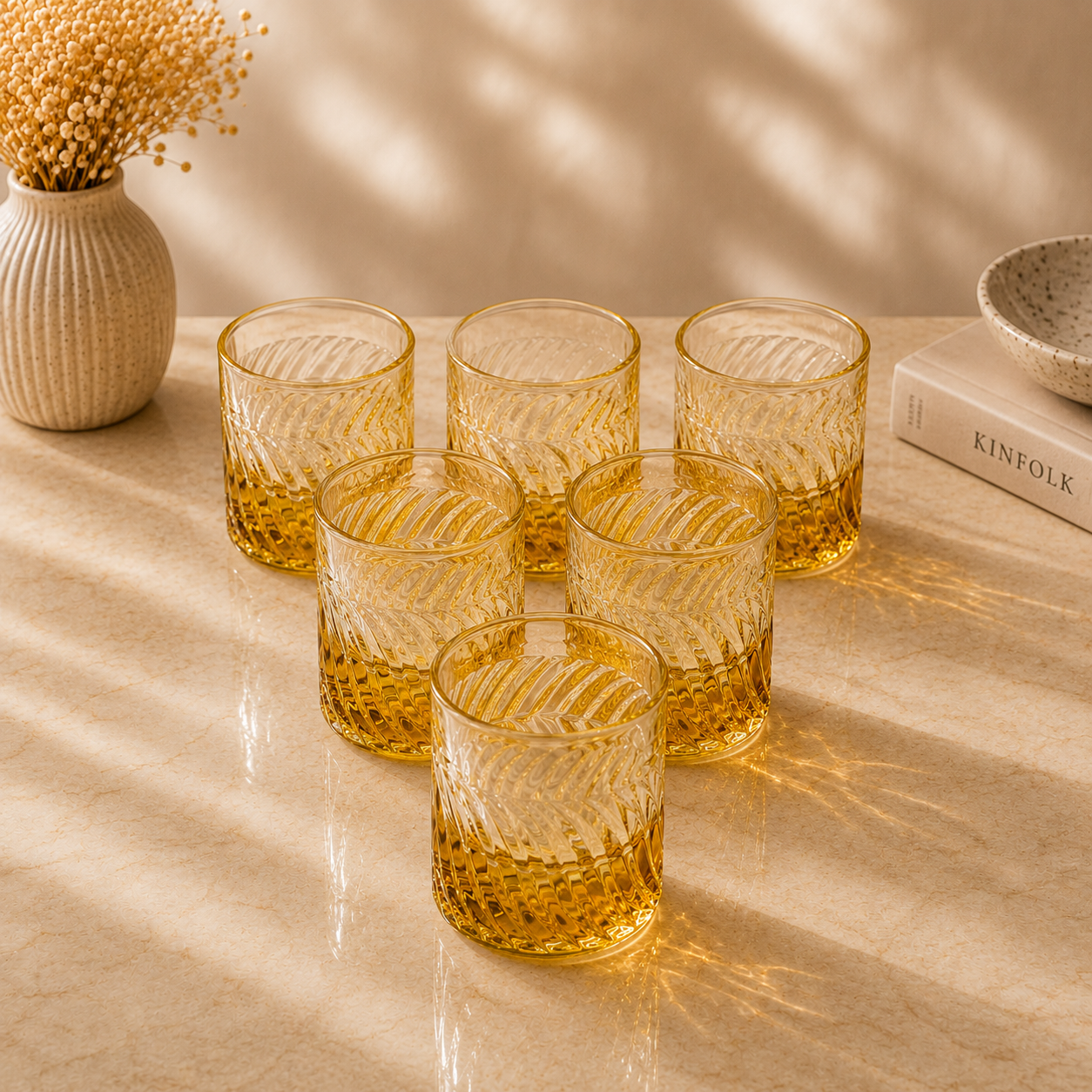 Amber Prism Glasses Set of 6