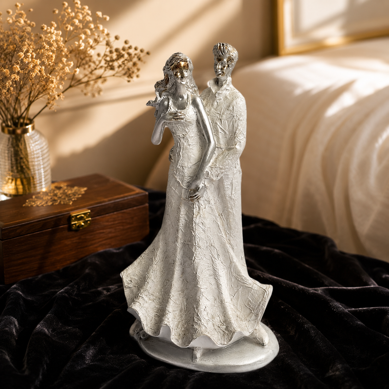 Elegant Silver Couple Figurine