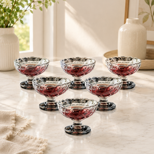 Clear Crystal Bowls with Edges Set of 6