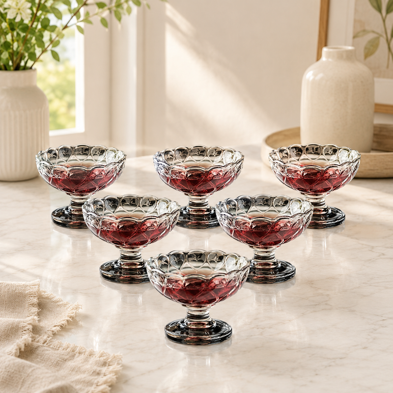 Clear Crystal Bowls with Edges Set of 6