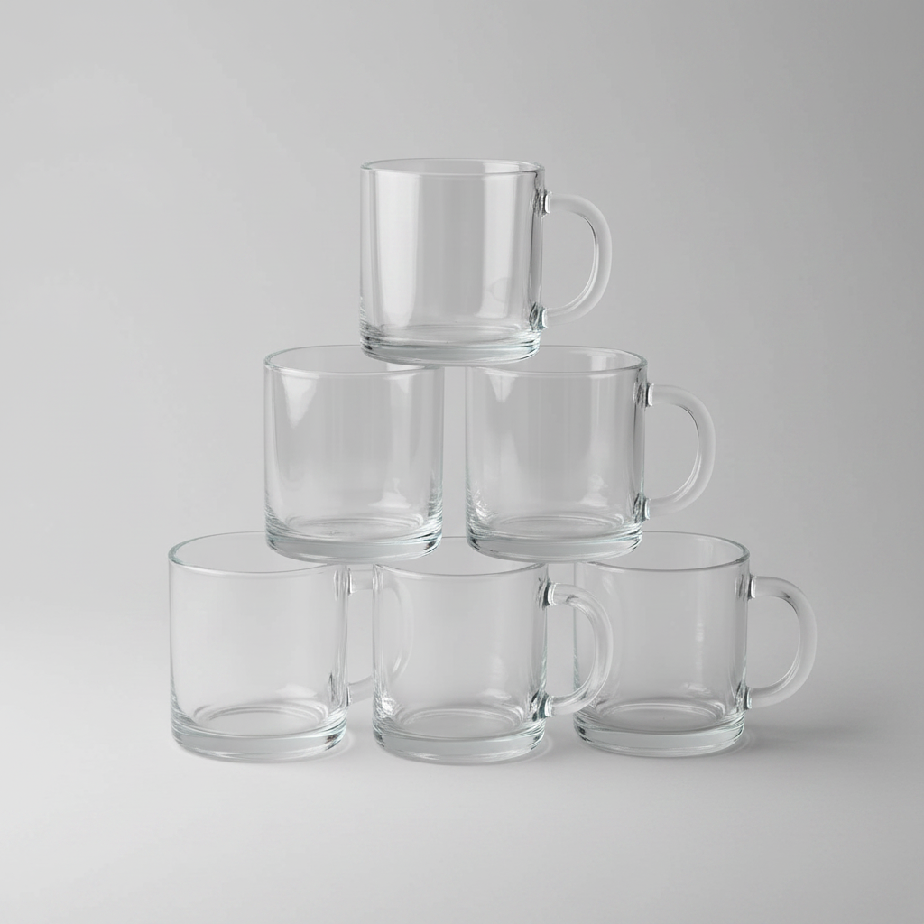 Minimalist Clear Glass Mug Set of 6