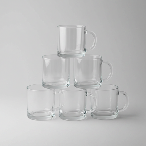 Minimalist Clear Glass Mug Set of 6