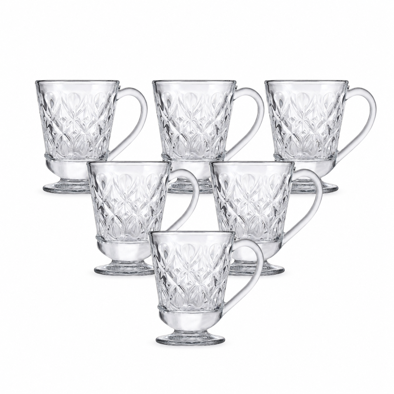 Vintage-Style Glass Mug Set of 6