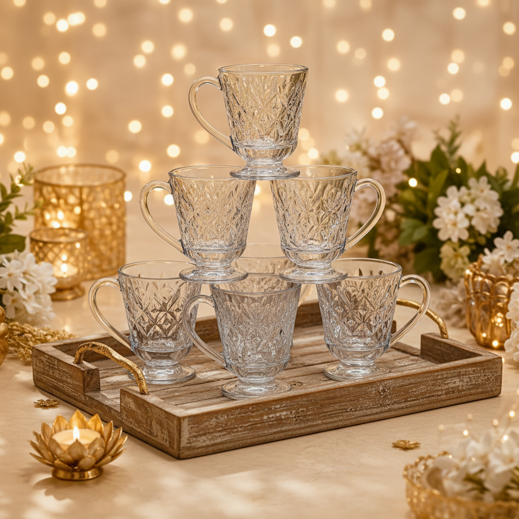 Vintage-Style Glass Mug Set of 6