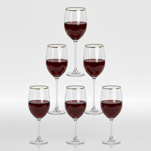Elegant Gold-Rimmed Wine Glasses Set of 6