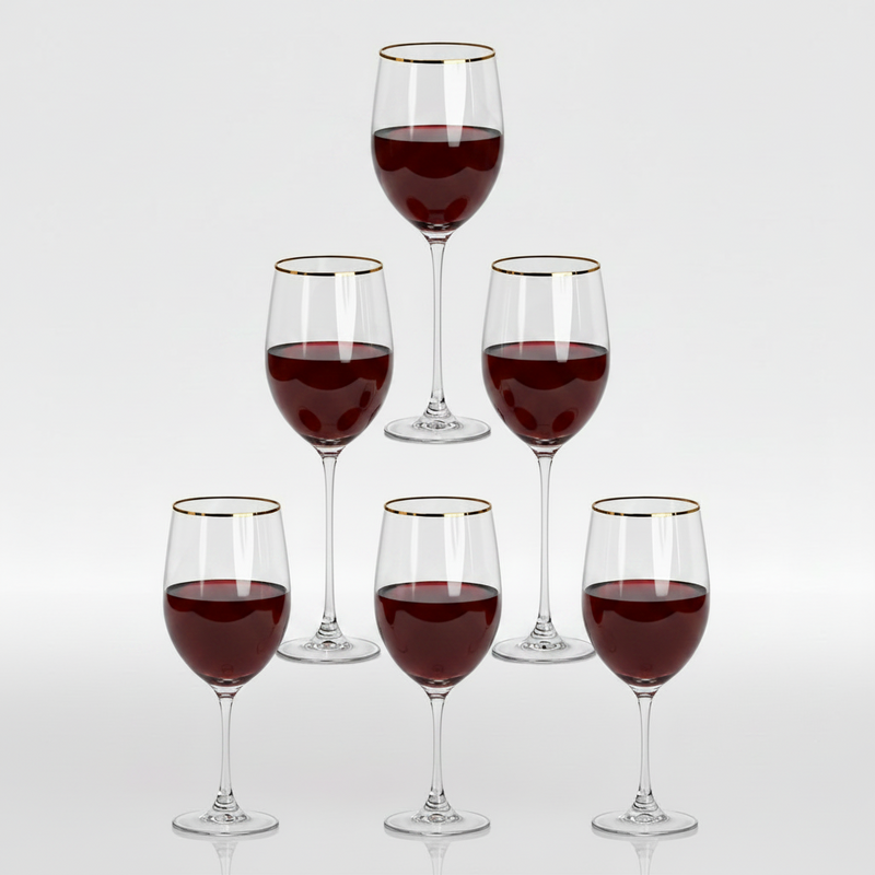 Elegant Gold-Rimmed Wine Glasses Set of 6