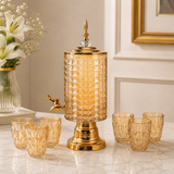 Amber Glass Beverage Dispenser Set