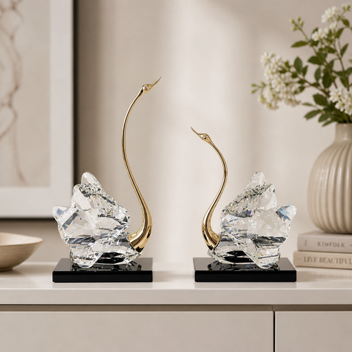 Crystal Swan Couple Showpiece