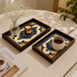 Vintage Mandala Wooden Serving Tray Set