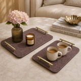 Ethereal Laced Serving Trays with Gold Handles