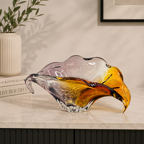 Modern Amber & Smoke Decorative Centerpiece