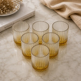 Elegant Vertical Ribbed Glass Set of 6