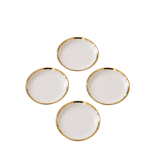Luxury White & Gold Plate Set – 4 Pieces
