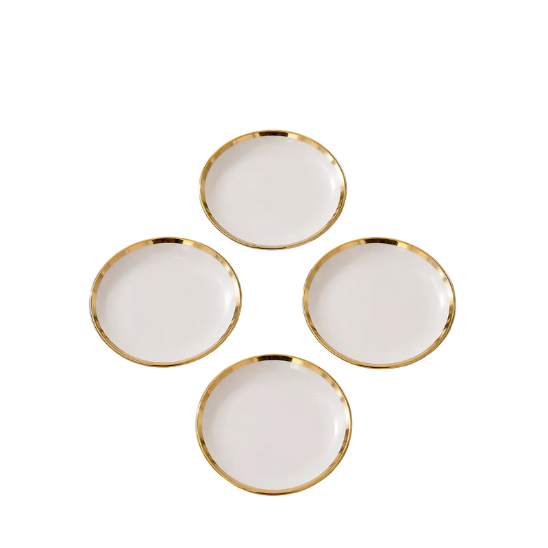 Luxury White & Gold Plate Set – 4 Pieces