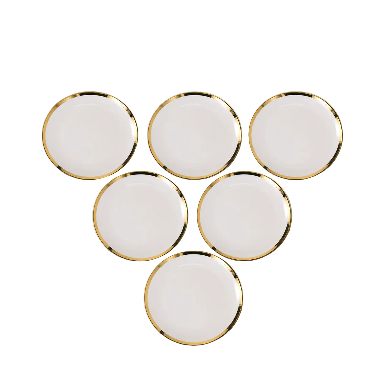 Luxury White & Gold Plate Set – 6 Pieces