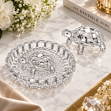 Crystal Glass Tortoise with Beaded Dish Plate Set